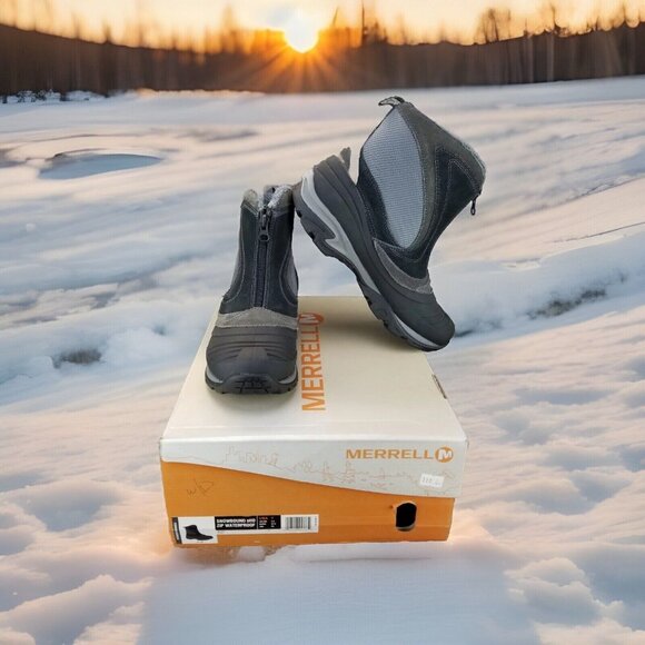 Merrell Shoes - ✅Women's 7 Merrell Snowbound Mid Zip Waterproof Insulated Black Winter Boots NIB